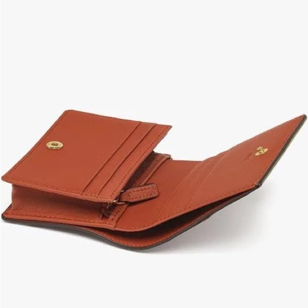 MCM Cognac Leather Envelope Wallet with Gold Logo - Picture 3 of 8
